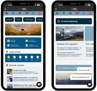 Academy hos Eventyrsport vist på to telefoner